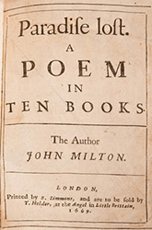 John Milton, Paradise Lost A Poem Written in Ten Books, London, 1669 (the division into the now familiar twelve books came with the second edition of 1674)