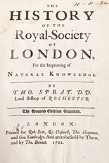 Thomas Sprat, The History of the Royal Society of London, 1702