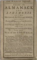 Richard Saunders, Poor Richard improved: Being an almanack ... , Philadelphia, 1750